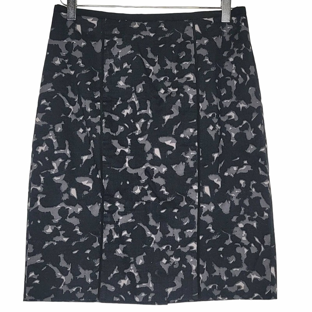 Loft Pencil Skirt Black Gray Neutral‎ Stretch Preppy 2 Office Work